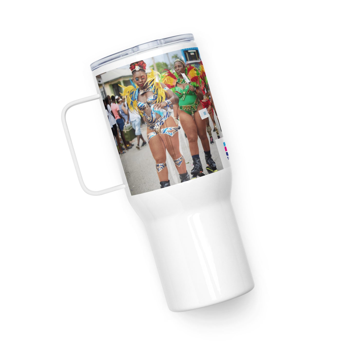 Barbados - Crop Over 'Kadooment Day, Kangaroo Jump' Travel mug with a handle